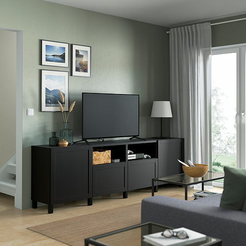 BESTÅ - TV bench with doors and drawers, black-brown/Hanviken/Stubbarp black-brown | IKEA Taiwan Online - PE821658_S4