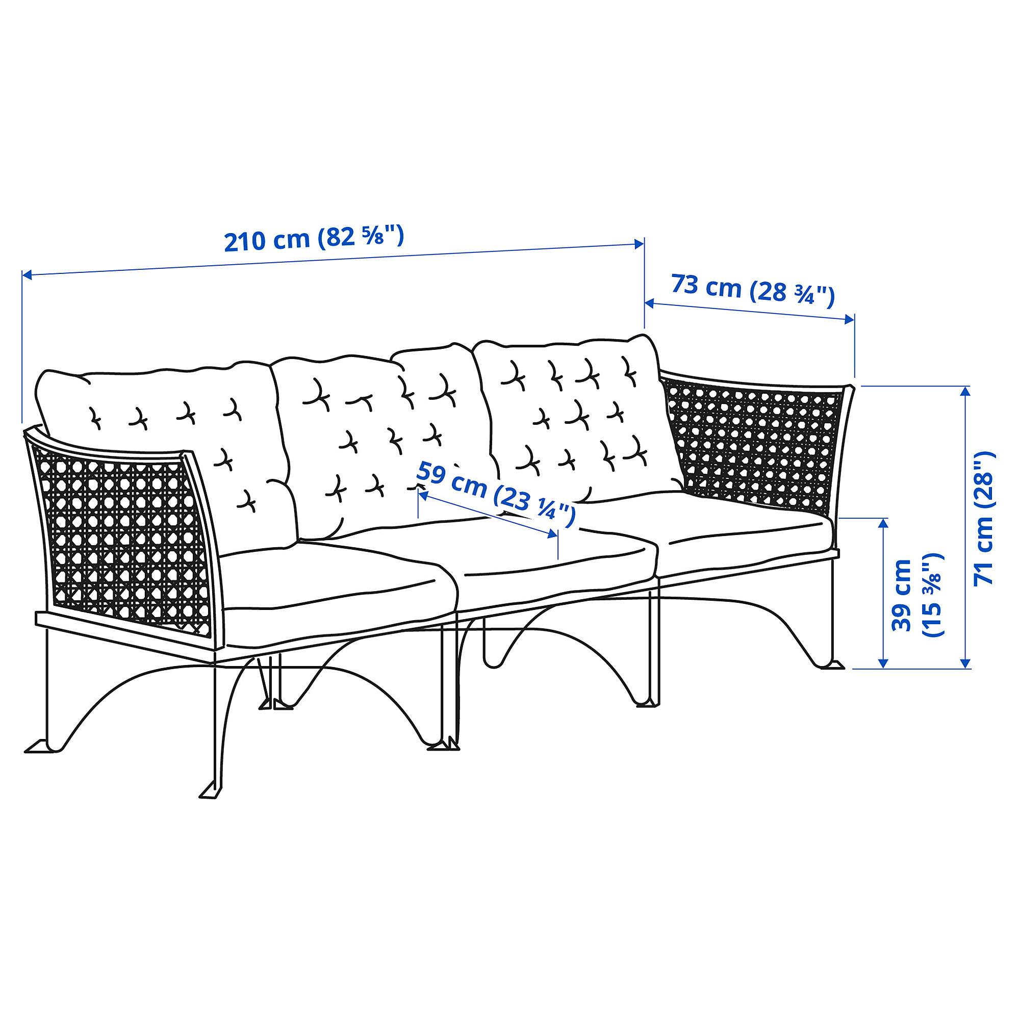 JUTHOLMEN 3-seat modular sofa, outdoor