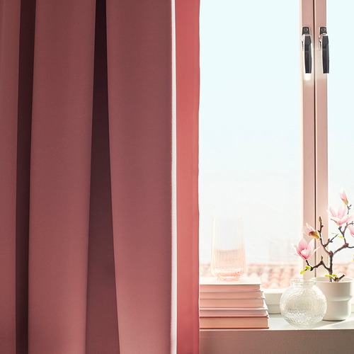 MAJGULL - room darkening curtains, 1 pair, dark pink | IKEA Taiwan Online - PE863740_S4