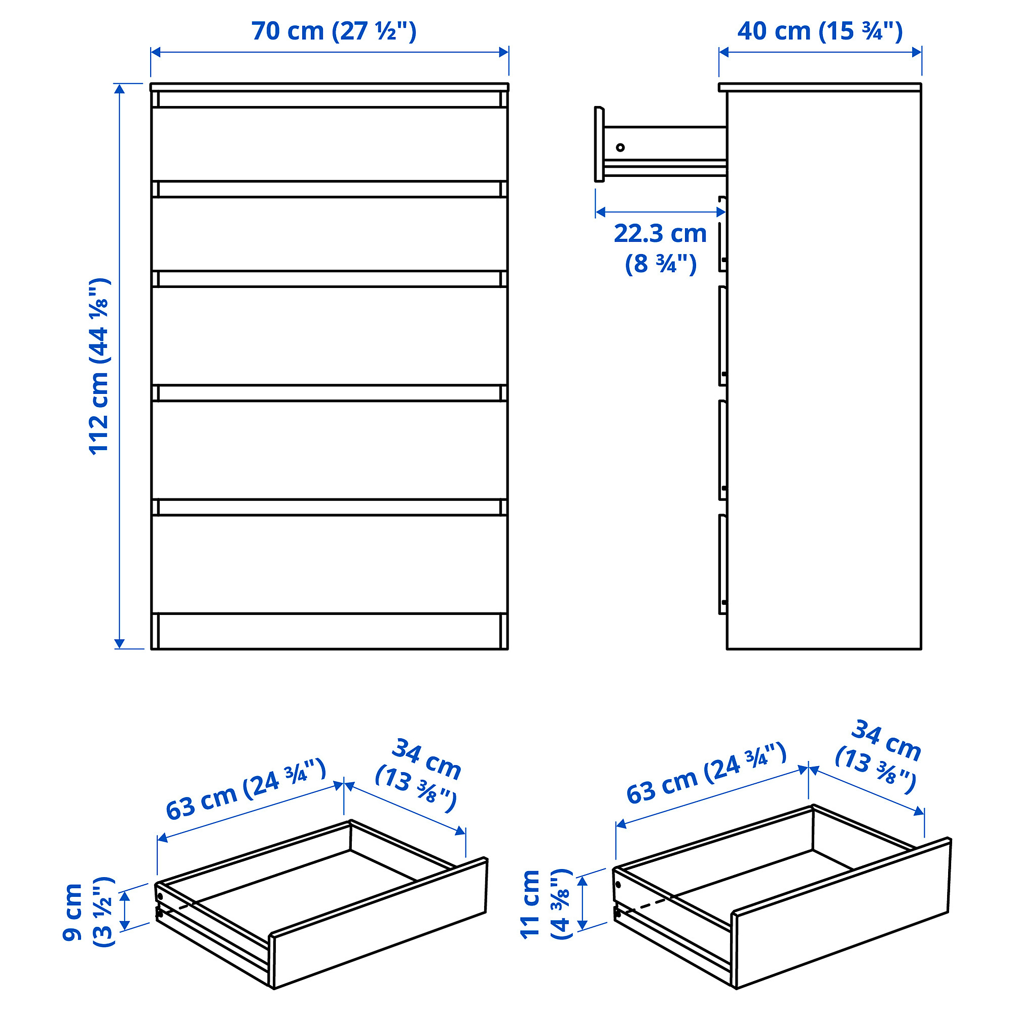 KULLEN chest of 5 drawers