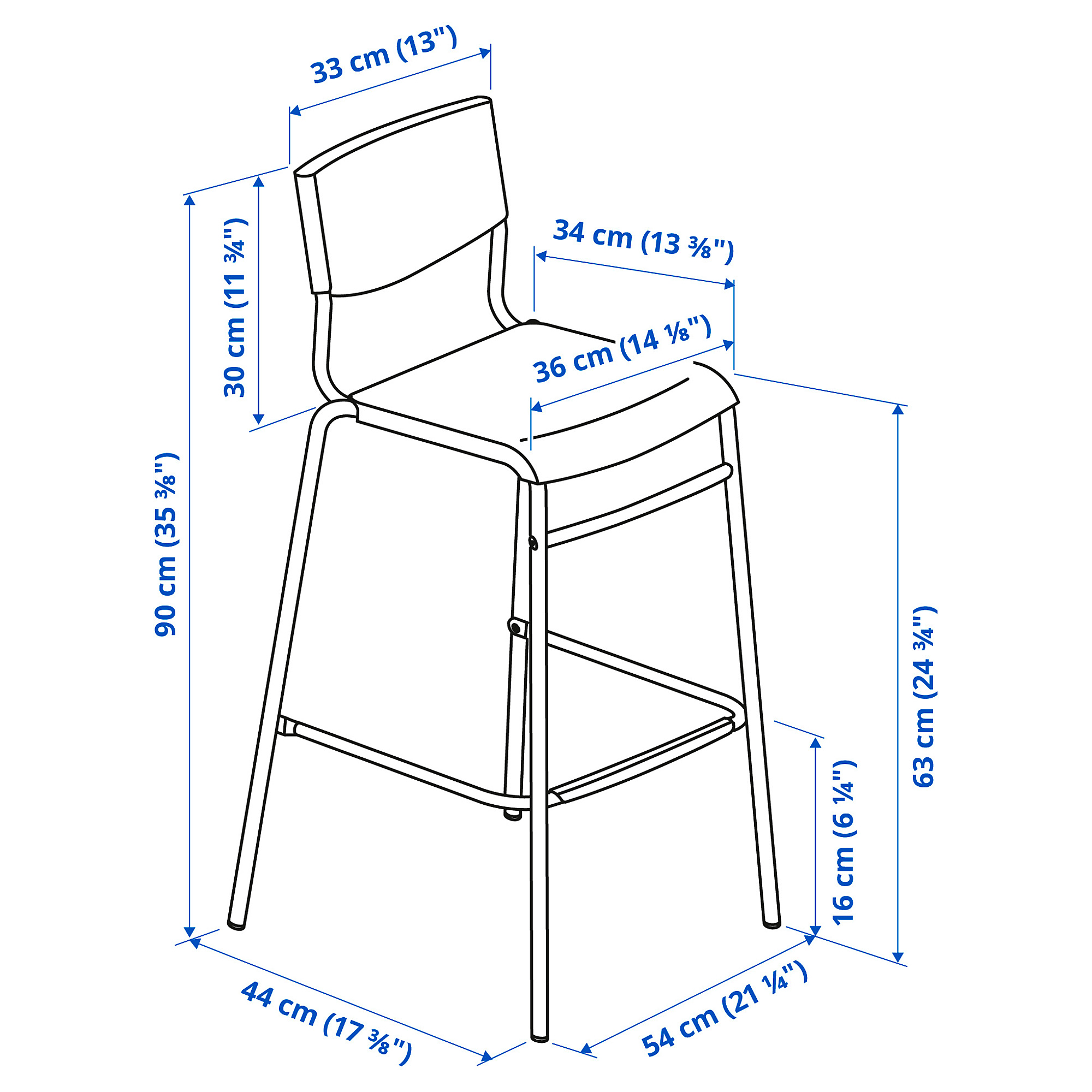 STIG bar stool with backrest