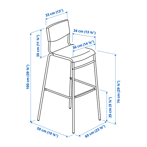 STIG - 吧台椅附靠背, 黑色/黑色 | IKEA 線上購物 - PE821590_S4