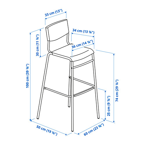 STIG bar stool with backrest