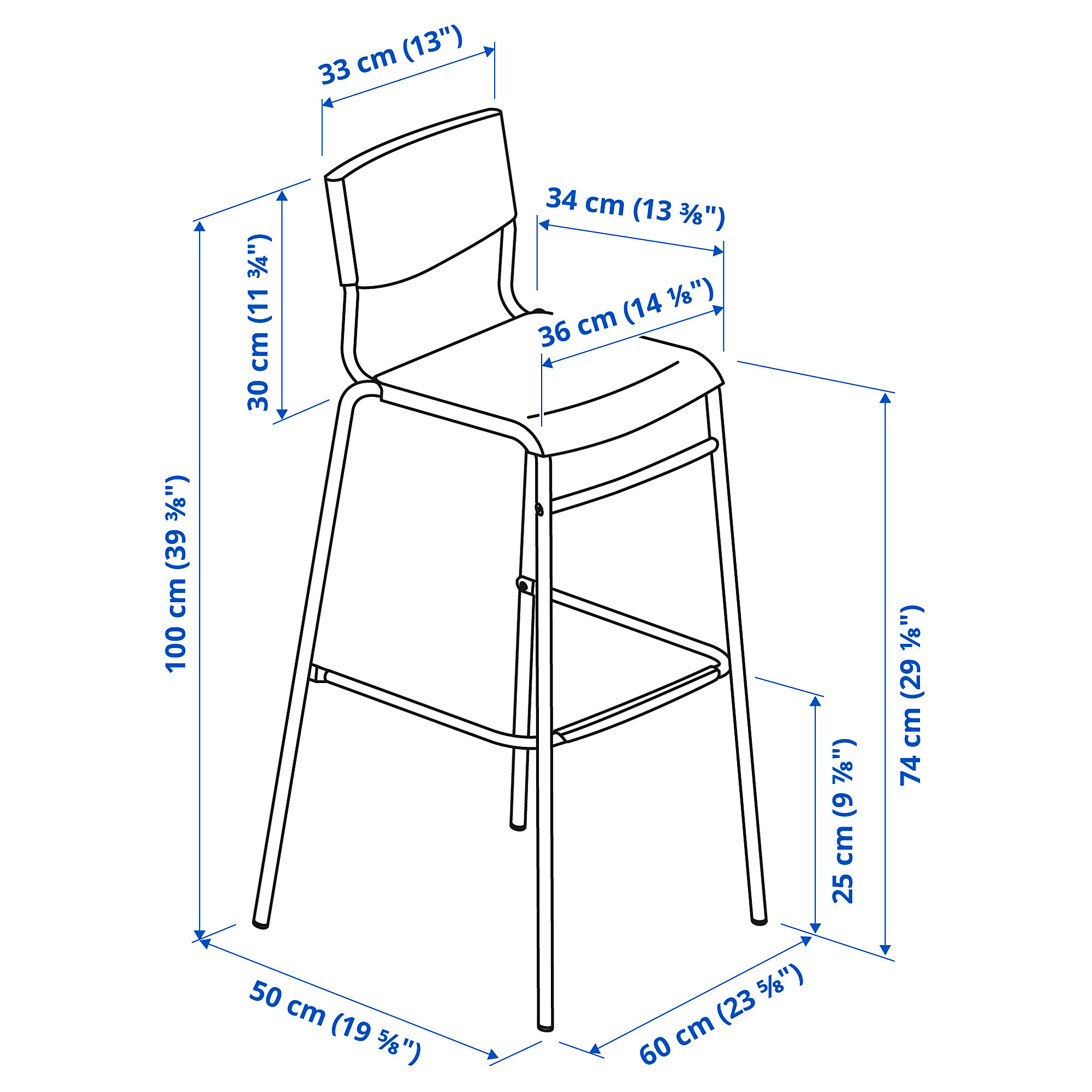 STIG bar stool with backrest