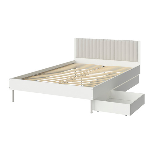 BRUKSVARA bed frame with 3 storage boxes