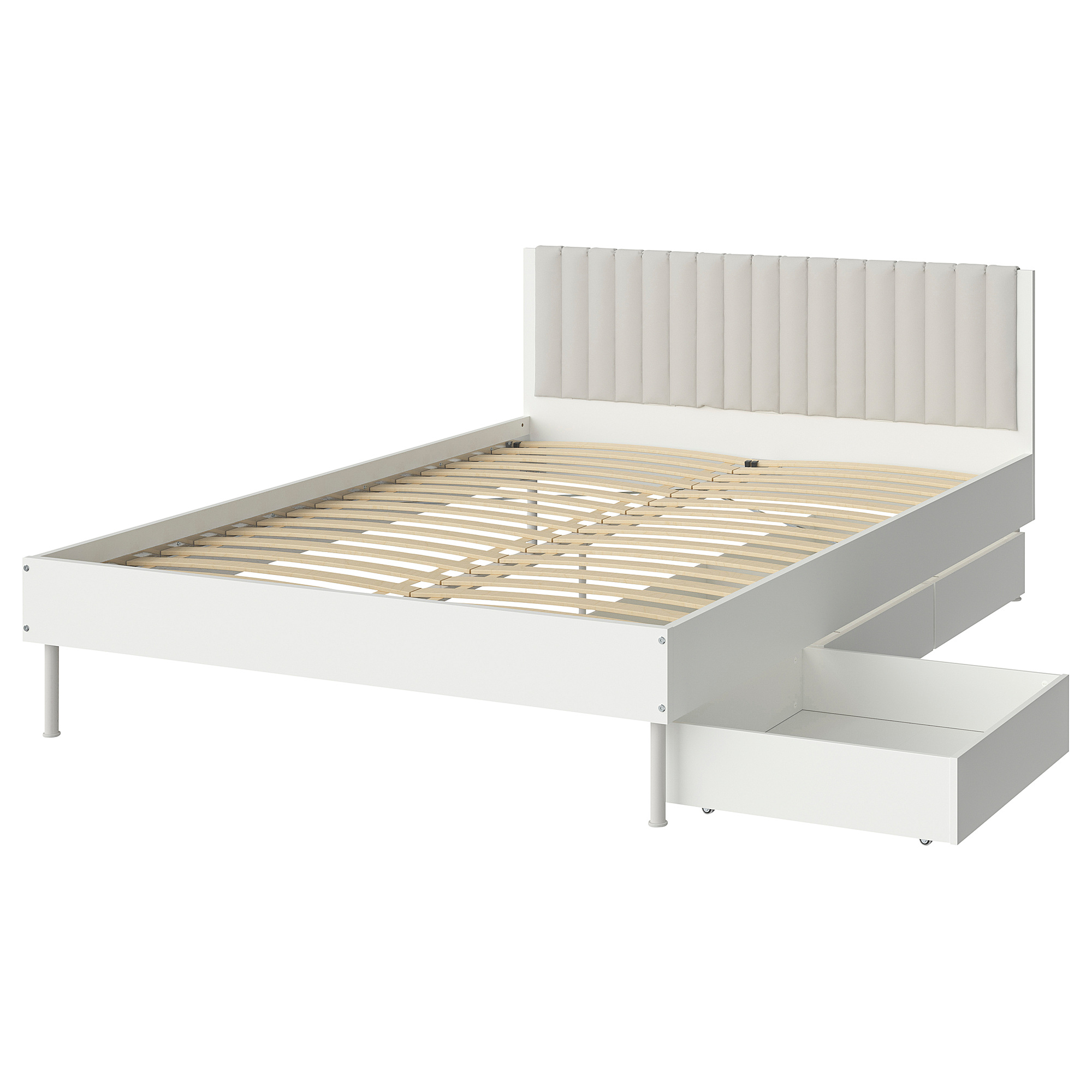 BRUKSVARA bed frame with 3 storage boxes