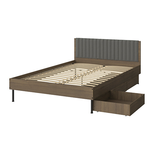 BRUKSVARA bed frame with 3 storage boxes