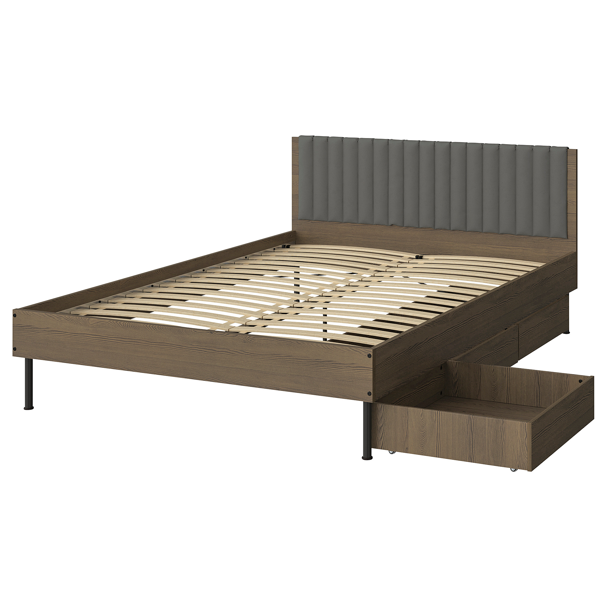 BRUKSVARA bed frame with 3 storage boxes