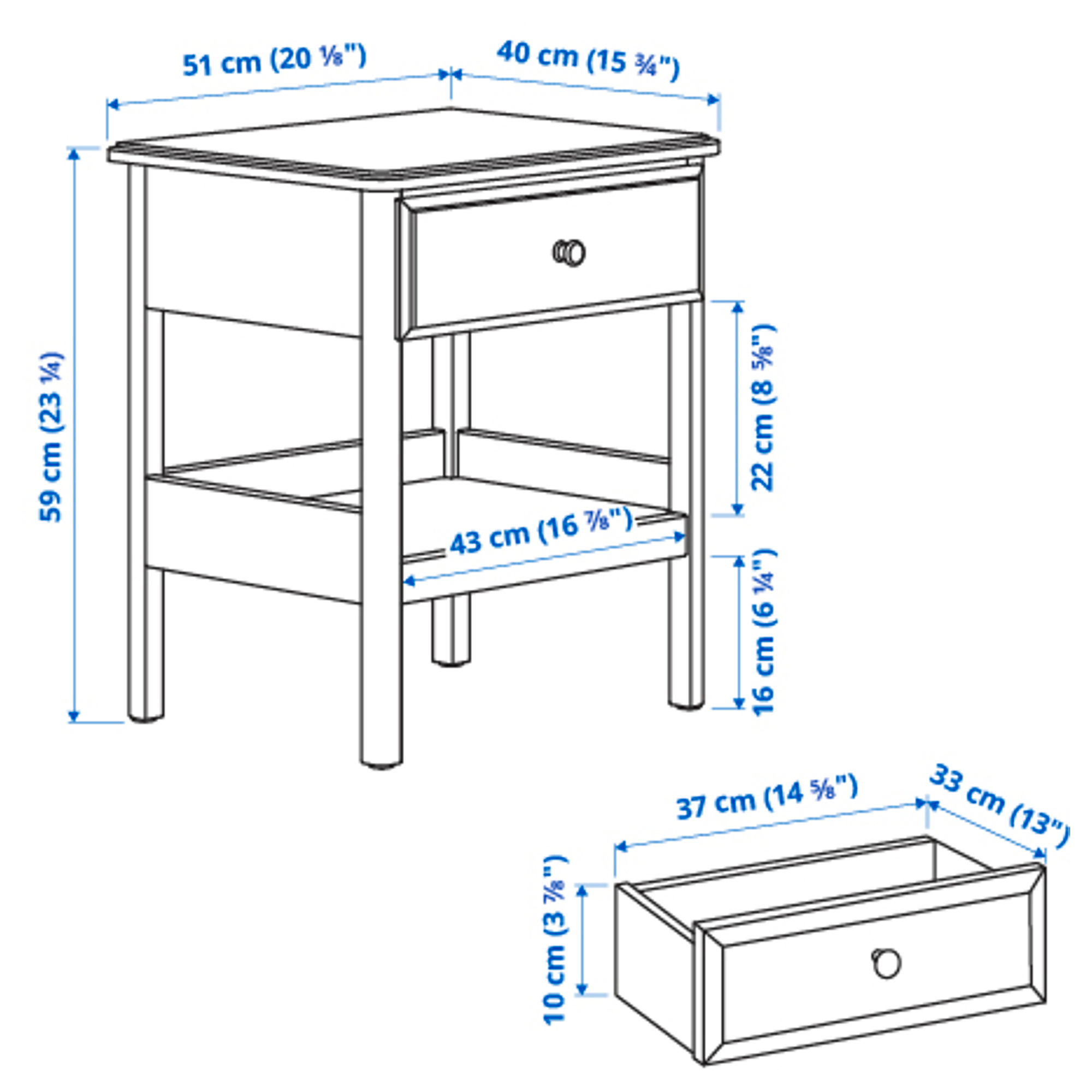 TYSSEDAL bedside table