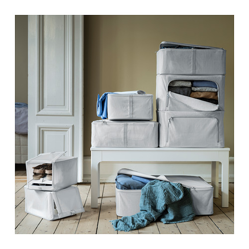 HEMMAFIXARE - 鞋盒, 布 條紋/白色/灰色 | IKEA 線上購物 - PE863902_S4