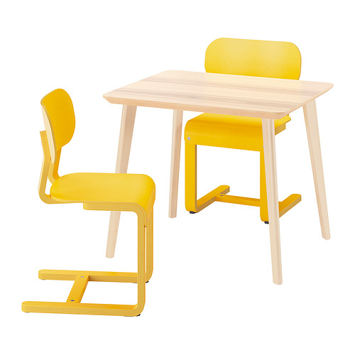 LISABO/LYCKAN - table and 2 chairs, ash veneer/yellow birch veneer, 88x78 cm | IKEA Taiwan Online - PE967050_S4