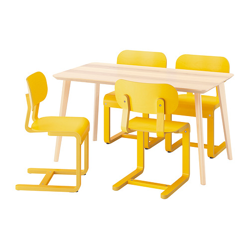 LISABO/LYCKAN - table and 4 chairs, ash veneer/yellow birch veneer, 140x78 cm | IKEA Taiwan Online - PE967052_S4