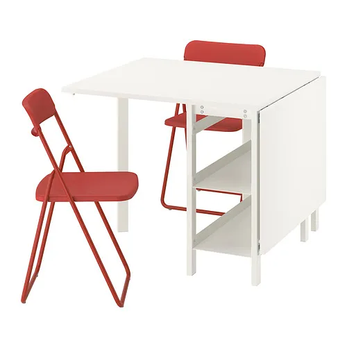VIHALS/VIHALS - 餐桌椅組, 折疊桌 白色/紅色, 39/95/151x90 公分 | IKEA 線上購物 - PE967057_S4