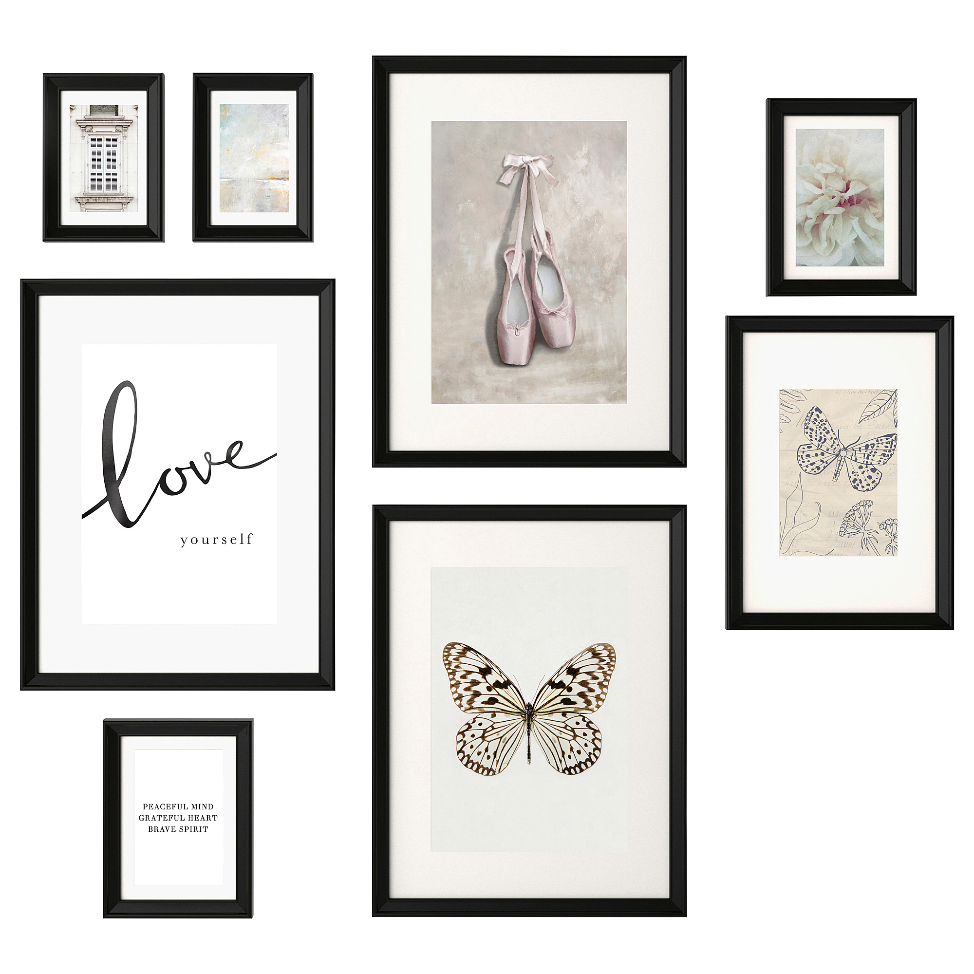 KNOPPÄNG frame with poster, set of 8