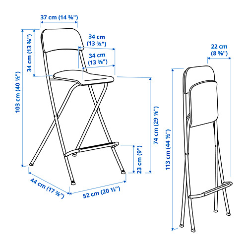 FRANKLIN - 折疊吧台椅, 黑色/黑色 | IKEA 線上購物 - PE821837_S4