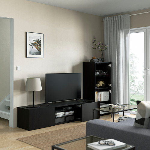 BESTÅ - 電視收納組合/玻璃門板, Lappviken/Sindvik 黑棕色/透明玻璃 | IKEA 線上購物 - PE821874_S4