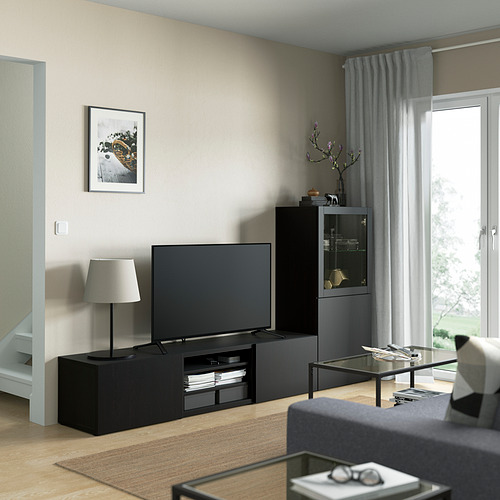 BESTÅ - 電視收納組合/玻璃門板, Lappviken/Sindvik 黑棕色/透明玻璃 | IKEA 線上購物 - PE821848_S4