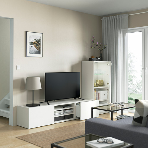 BESTÅ - TV storage combination/glass doors, white Glassvik/Laxviken white | IKEA Taiwan Online - PE821893_S4