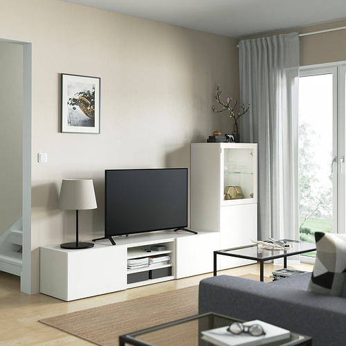 BESTÅ - TV storage combination/glass doors, white Glassvik/Laxviken white | IKEA Taiwan Online - PE821880_S4