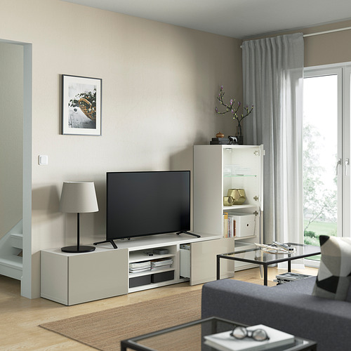 BESTÅ - 電視收納組合/玻璃門板, 白色/Selsviken 高亮面/米色透明玻璃 | IKEA 線上購物 - PE821864_S4