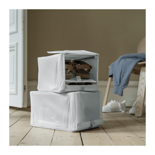 HEMMAFIXARE - 鞋盒, 布 條紋/白色/灰色 | IKEA 線上購物 - PE864072_S4