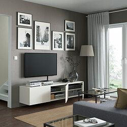 BESTÅ - TV bench with doors, black-brown/Selsviken high-gloss/beige | IKEA Taiwan Online - PE731921_S3