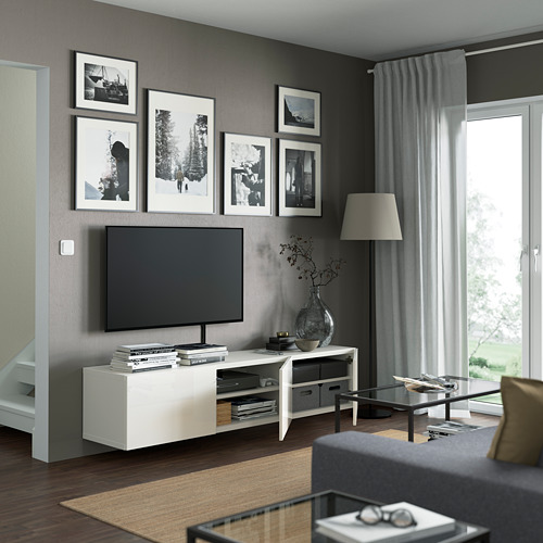 BESTÅ - 電視櫃附門板, 白色/Selsviken 高亮面 白色 | IKEA 線上購物 - PE821938_S4