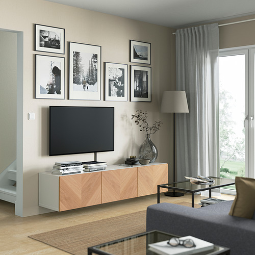 BESTÅ - TV bench with doors, white/Hedeviken oak veneer | IKEA Taiwan Online - PE821916_S4