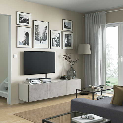 BESTÅ - TV bench with doors, white/Kallviken light grey | IKEA Taiwan Online - PE821919_S4