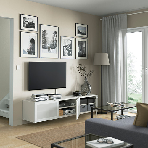 BESTÅ - TV bench with doors, white/Mörtviken white | IKEA Taiwan Online - PE821925_S4