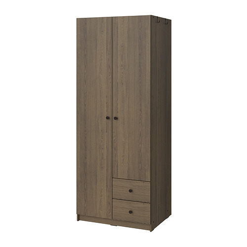 BRUKSVARA - wardrobe with 2 doors and 2 drawers, brown, 79x57x201 cm | IKEA Taiwan Online - PE902652_S4