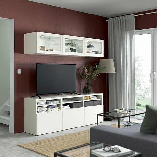 BESTÅ - TV storage combination/glass doors, white/Lappviken white clear glass | IKEA Taiwan Online - PE822032_S4