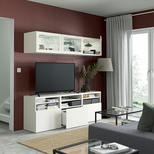 BESTÅ - TV storage combination/glass doors, white/Lappviken white clear glass | IKEA Taiwan Online - PE822039_S4