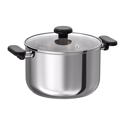 MIDDAGSMAT - pot with lid, clear glass/stainless steel, 5 l | IKEA Taiwan Online - PE902691_S4