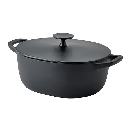 VARDAGEN - casserole with lid, enamelled cast iron matt/black, 5 l | IKEA Taiwan Online - PE902731_S4