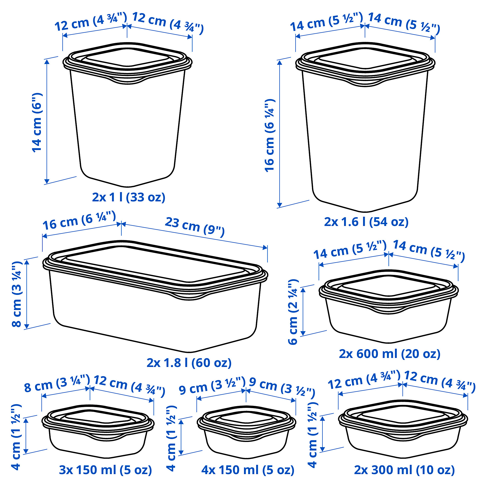 PRUTA food container with lid, set of 17