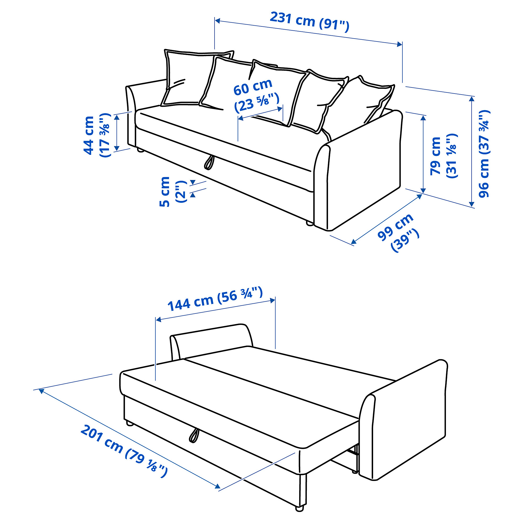 HOLMSUND 3-seat sofa bed