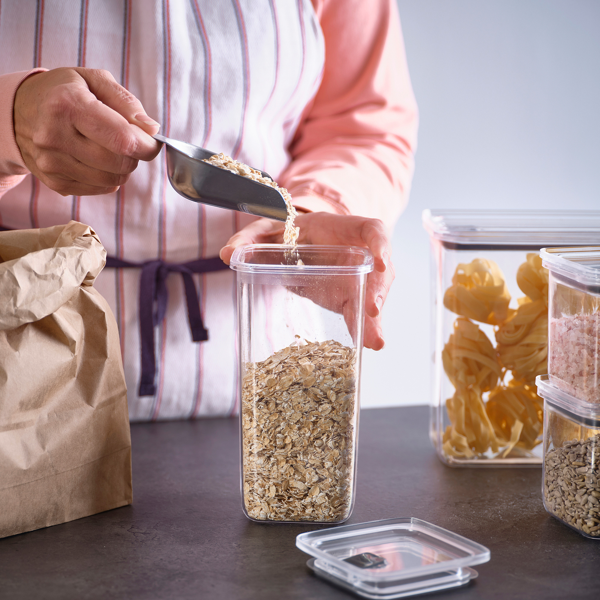 KORALLVIPPA dry food jar with lid, set of 6