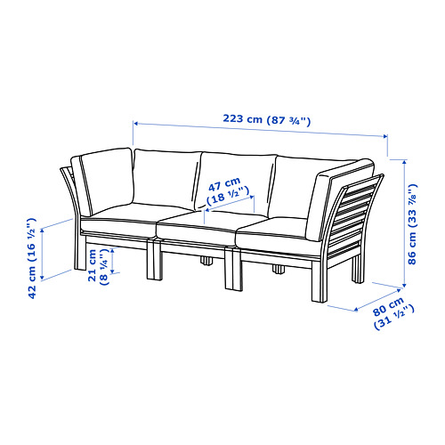 ÄPPLARÖ - 3-seat modular sofa, outdoor, brown stained/Järpön/Duvholmen anthracite | IKEA Taiwan Online - PE766553_S4