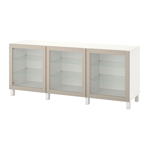 BESTÅ - storage combination with doors, white Sindvik/Stubbarp/light grey-beige clear glass | IKEA Taiwan Online - PE822482_S4
