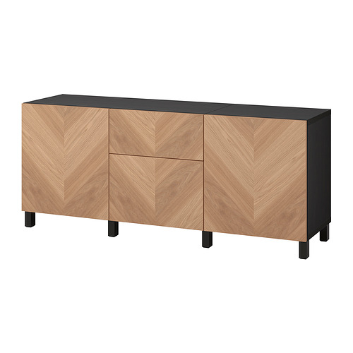 BESTÅ - storage combination with drawers, black-brown/Hedeviken/Stubbarp oak veneer | IKEA Taiwan Online - PE822489_S4