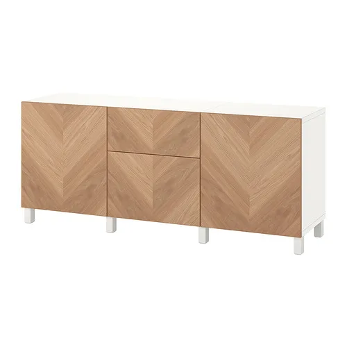 BESTÅ - 收納組合附抽屜, 白色/Hedeviken/Stubbarp 實木貼皮, 橡木, 180x42x74 公分 | IKEA 線上購物 - PE822508_S4