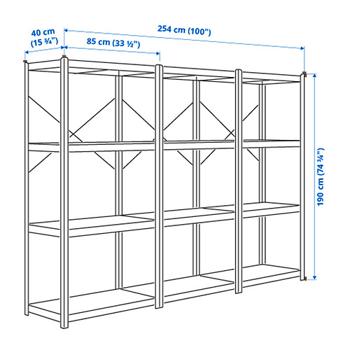 BROR - 層架組, 黑色, 254x40x190 公分| IKEA 線上購物