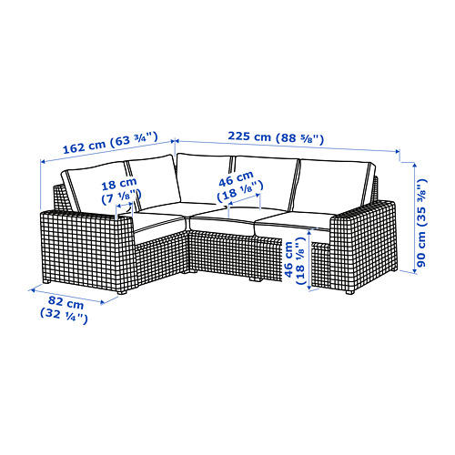 SOLLERÖN - modular corner sofa 3-seat, outdoor, brown/Järpön/Duvholmen anthracite | IKEA Taiwan Online - PE766598_S4