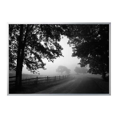 BJÖRKSTA - picture with frame, misty country road/aluminium-colour | IKEA Taiwan Online - PE822579_S4