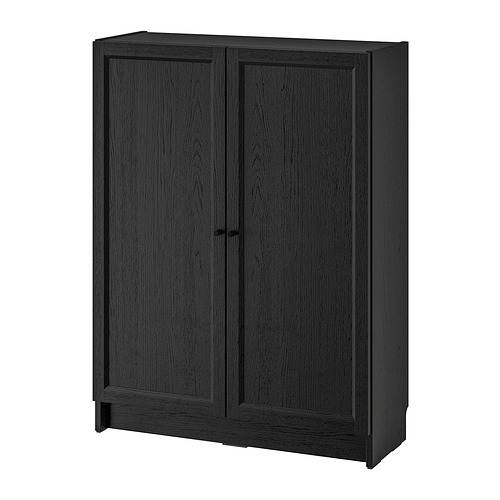 BILLY/OXBERG - bookcase with doors, black oak effect, 80x30x106 cm | IKEA Taiwan Online - PE864595_S4