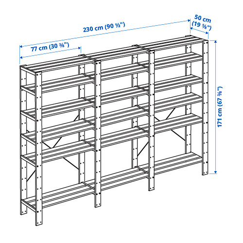 HEJNE 3 sections/shelves