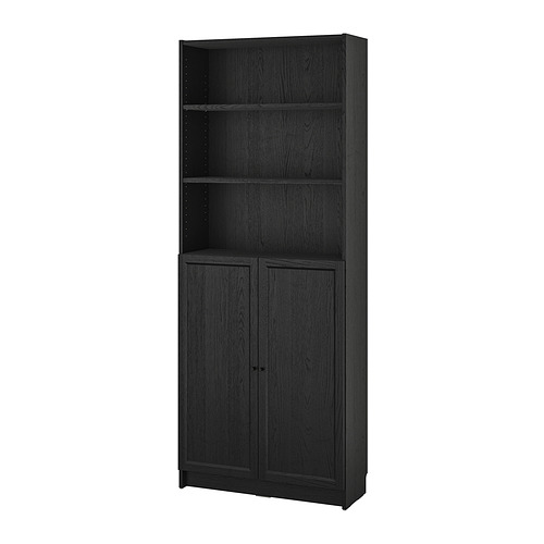 BILLY/OXBERG - bookcase with doors, black oak effect, 80x30x202 cm | IKEA Taiwan Online - PE864666_S4