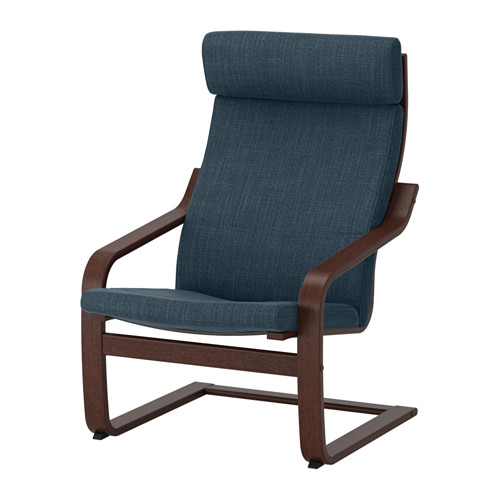 POÄNG - 扶手椅及腳凳, 棕色/Hillared 深藍色 | IKEA 線上購物 - PE628987_S4