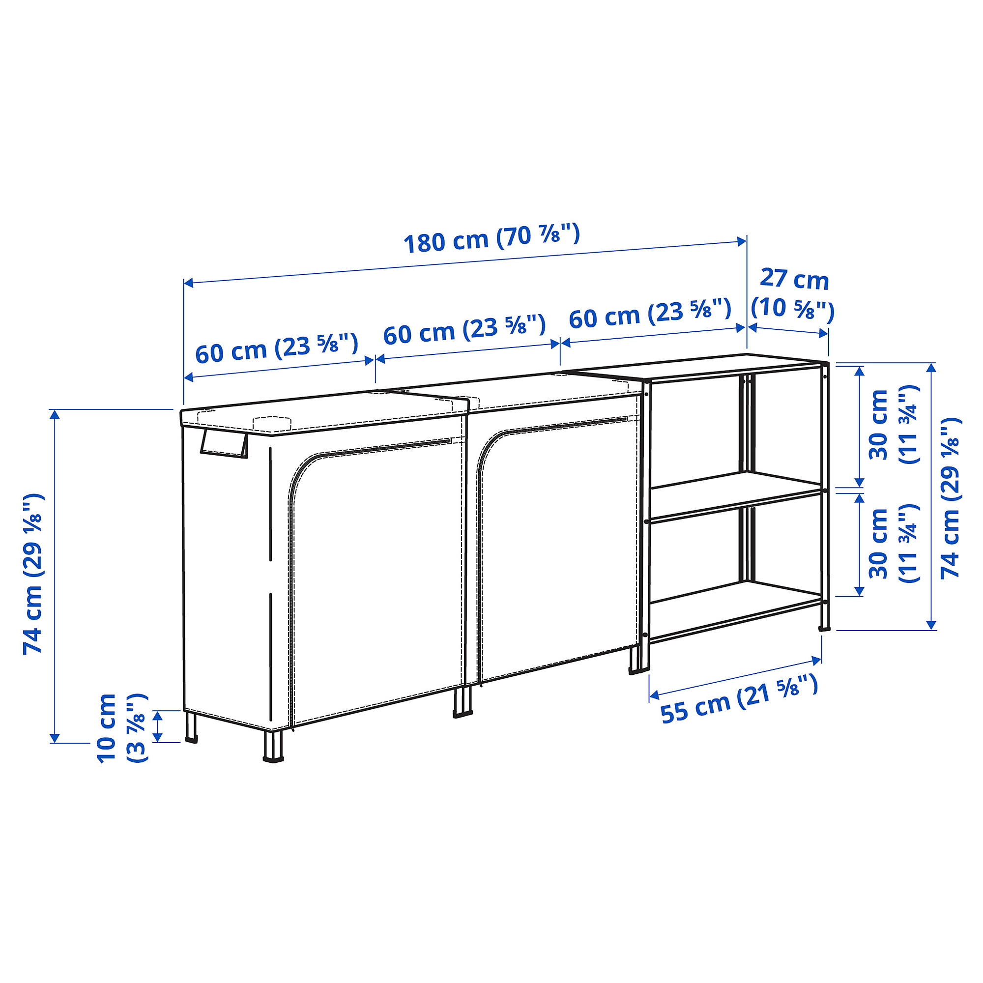 HYLLIS shelving units with covers